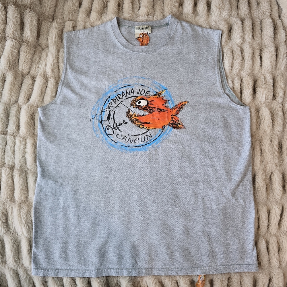Pirana Joe Tank Top Men's EG/XL Cancun Print Design